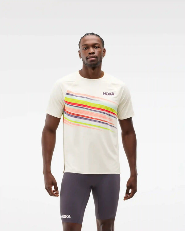Race Day Short Sleeve:Hoka Citrus Prt:XS