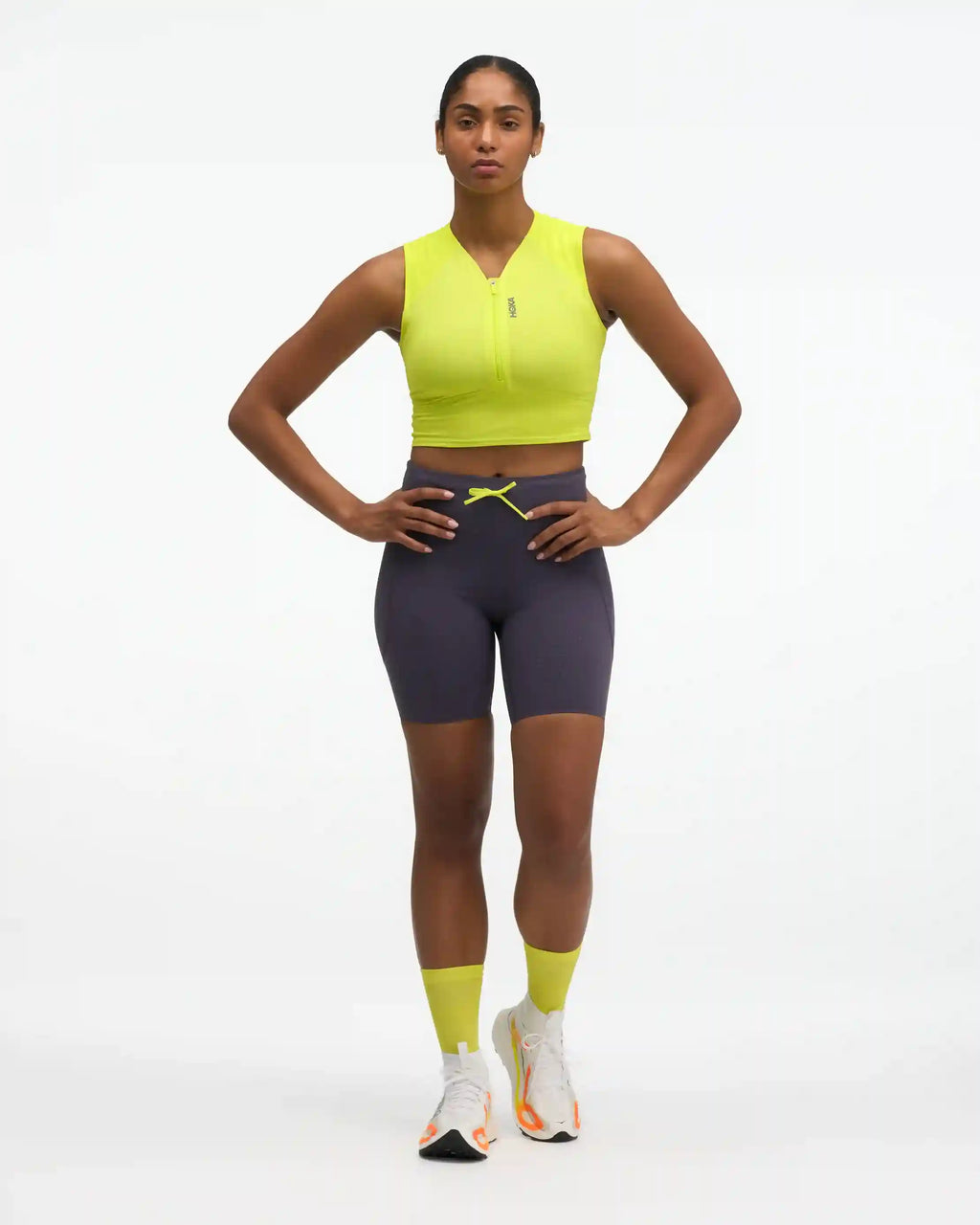 SkyBreeze Crop Tank:Hoka Citrus:XS
