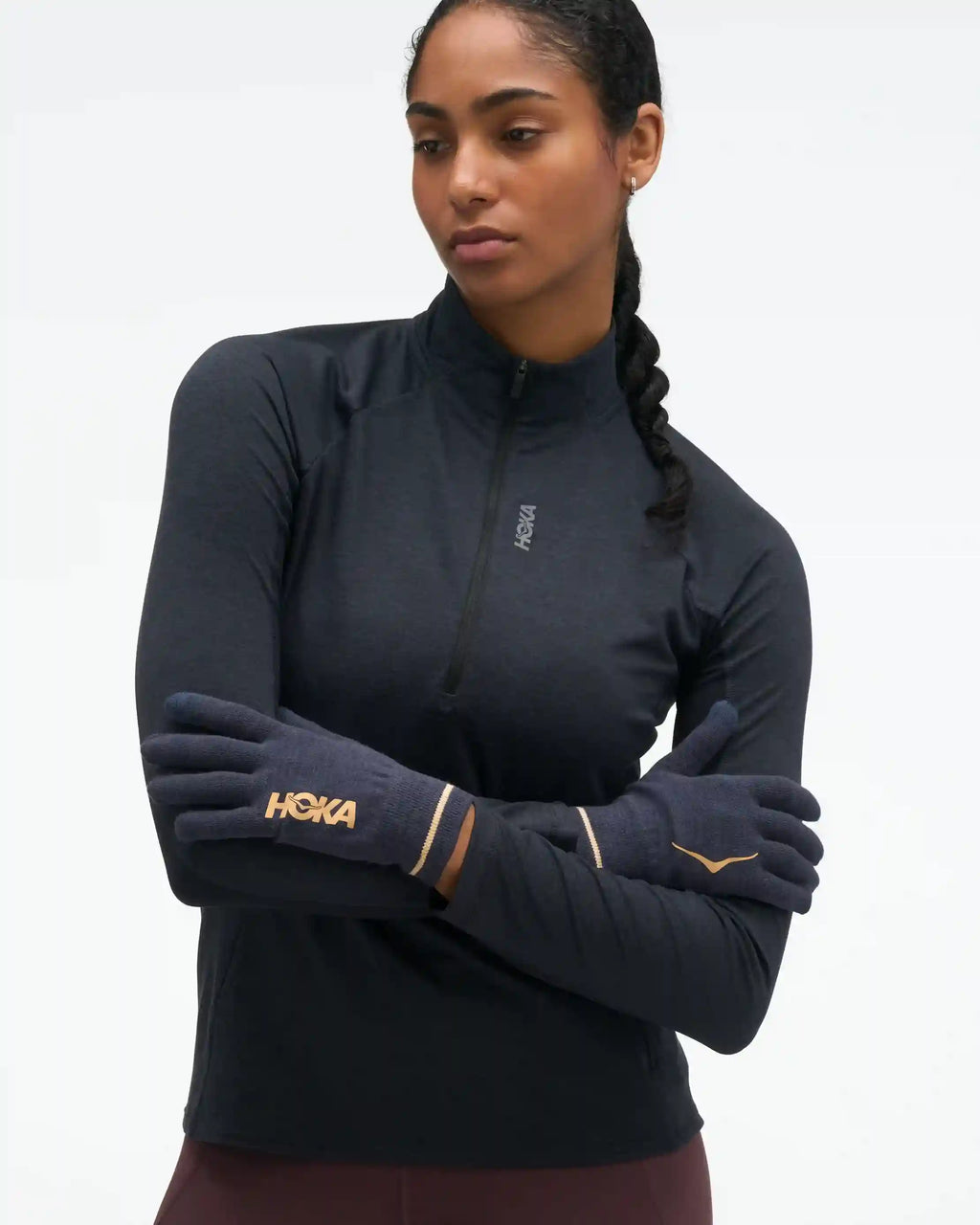 HOKA Knit Gloves:Varsity Navy / Gold:S/M